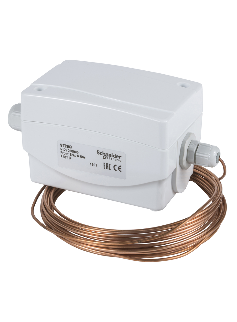 STT9xx, termostat przeciwzamrożeniowy, -10…15°C, auto reset, długość kapilary 1,8 m, medium woda