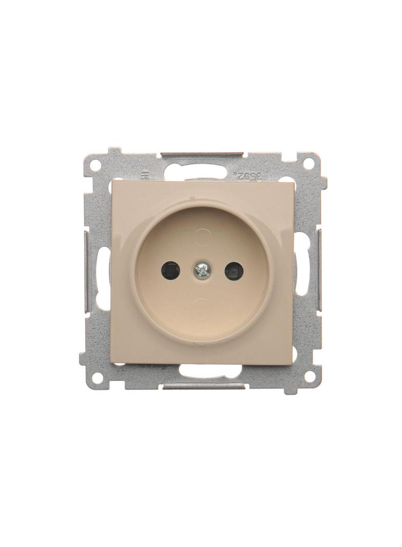 Simon 54 Gniazdo bez uziemienia z przesłonami 16A z. śrub. kremowy
