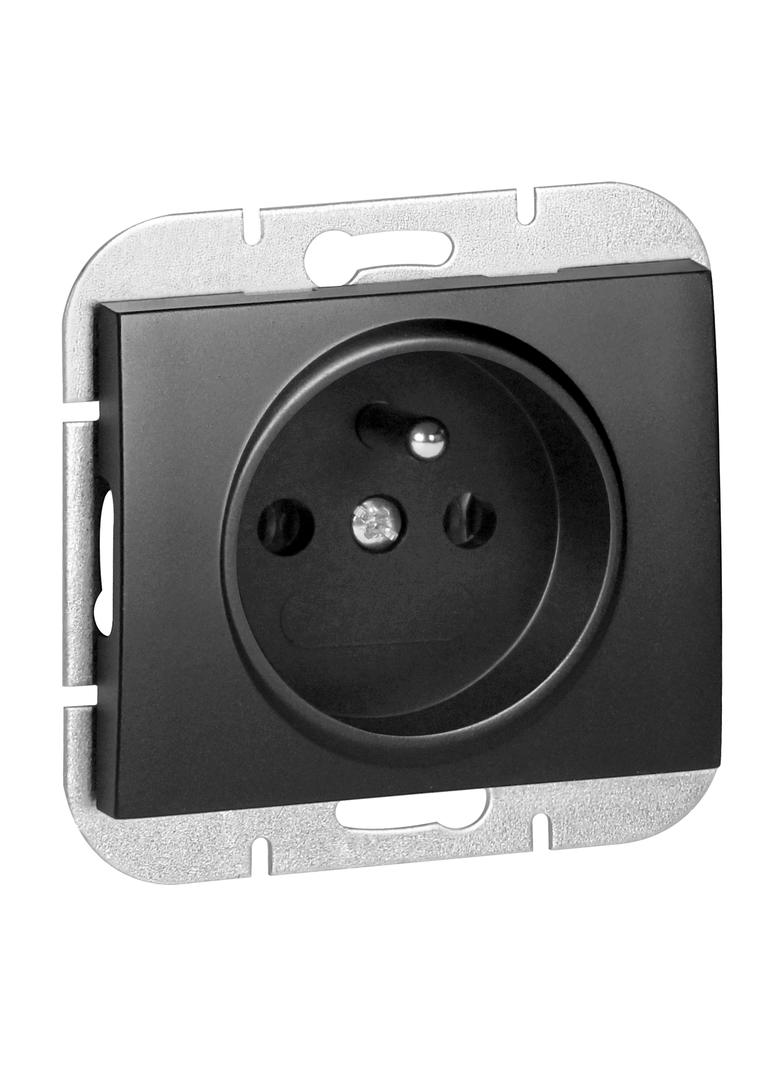 Gniazdo pojedyncze podtynkowe 2P+Z Onyx, 16A, 250V, PT-16O, czarny OR-OE-7505/B ORNO