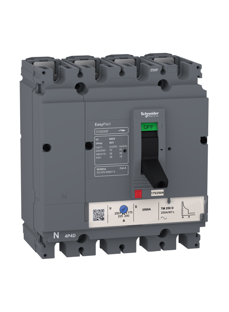Wyłącznik mocy 4P 100A Compact CVS EasyPacT 36kA wyzwalacz TMD100A LV510357 Schneider