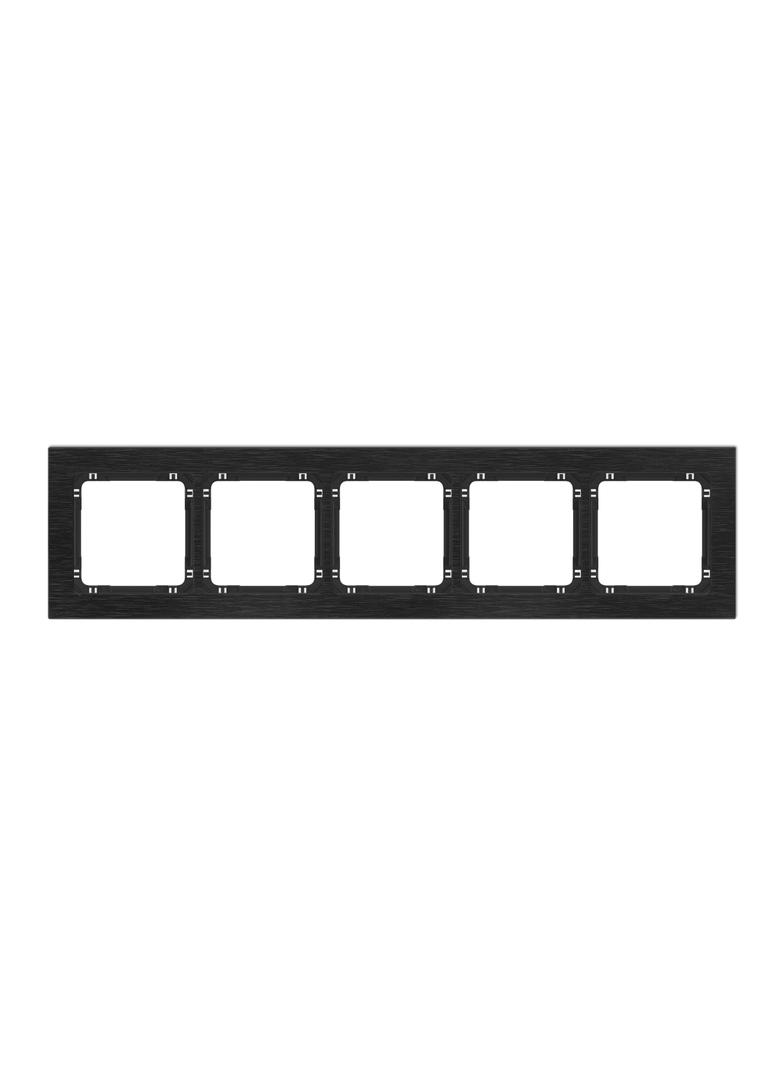 DECO Ramka uniwersalna pięciokrotna - aluminium szczotkowane (ramka: czarna; spód: czarny) czarny