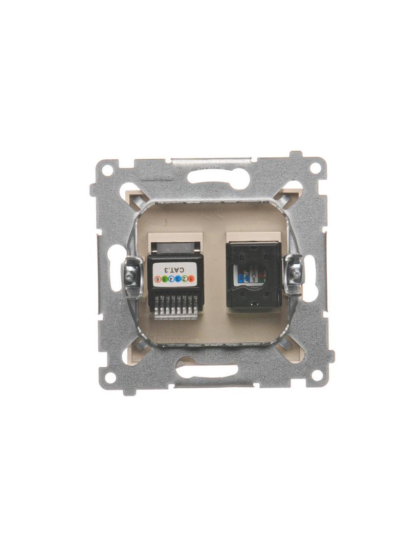 Simon 54 Gniazdo komputerowe RJ45 kategoria 5e + telefoniczne RJ12 kremowy D5T.01/41 KONTAKT