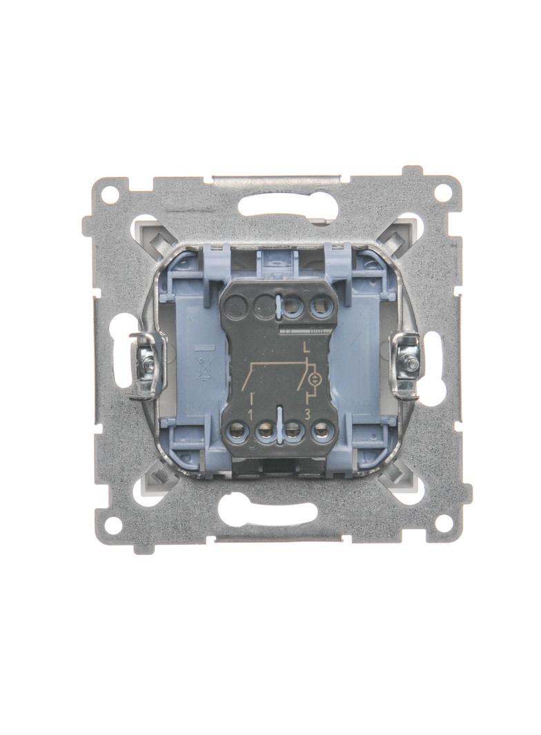 Simon 54 Łącznik świecznikowy z podświetleniem LED i do wersji IP44 16A 250V zaciski śrubowe srebrny mat *Posiada wkładkę DU1W DW5ABL.01/43 KONTAKT
