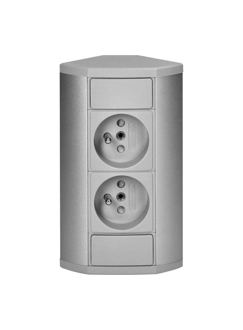 Gniazdo meblowe 2x2P+Z, szaro-srebrne