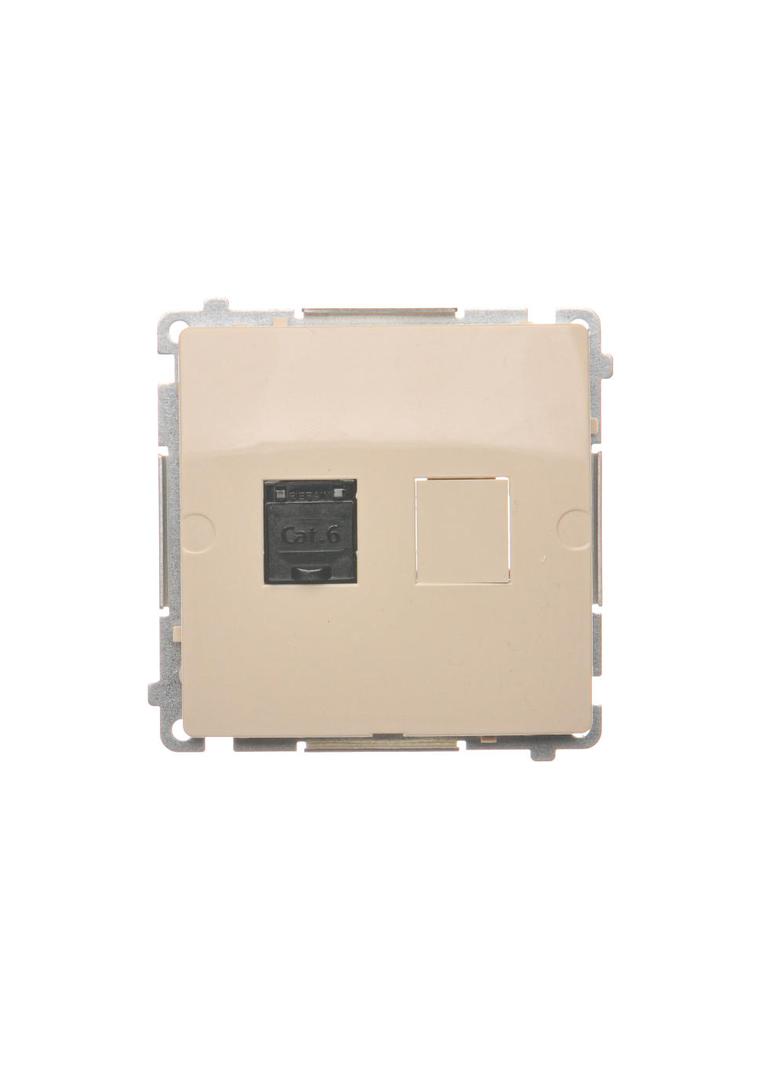 Simon Basic Gniazdo komputerowe RJ45 kategoria 6 pojedyncze z przesłoną przeciwkurzową Montaż na łap