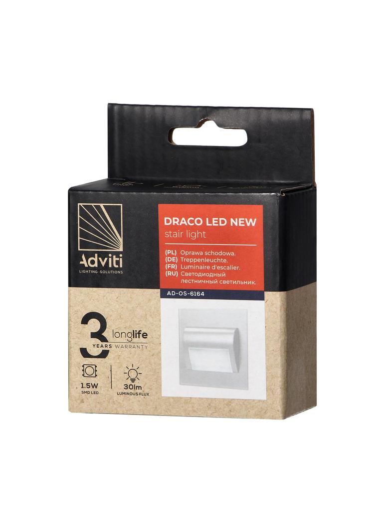 DRACO LED NEW 1,5W, oprawa schodowa podtynkowa, 12VDC, 30lm, 3000K, biała, innowacyjny sposób montaż AD-OS-6164L3/W ORNO