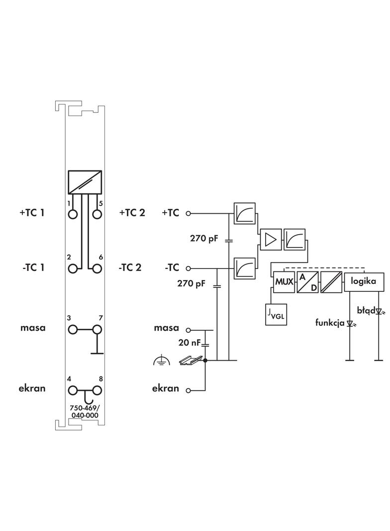 moduł wejść analogowych XTR 2-kanałowy do termopar