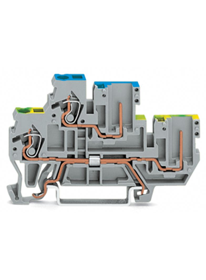 X-COM dwupiętrowa złączka bazowa 1-przewodowa/1-pinowa PE/N szara