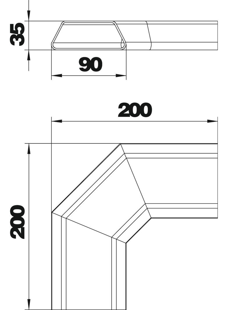 KH DU 9035 90, Kolanko poziome 90°