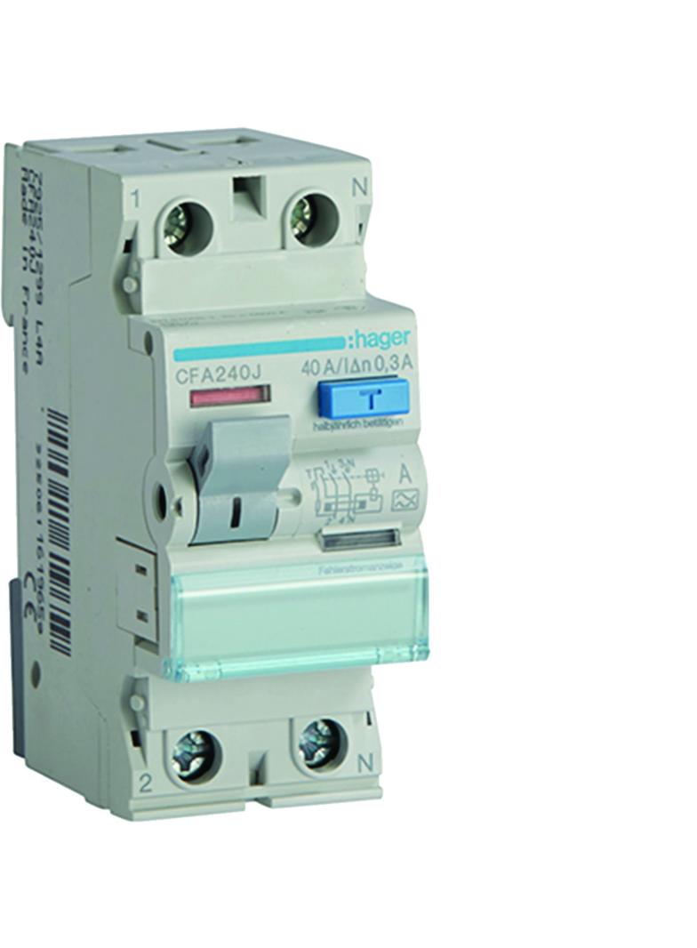 RCCB Wyłącznik różnicowoprądowy 1P+N 40A 300mA 6kA CFA240J HAGER