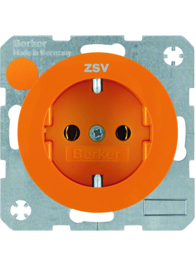 BERKER R.1/R.3 Gniazdo SCHUKO z nadrukiem pomarańczowy 47432007 HAGER