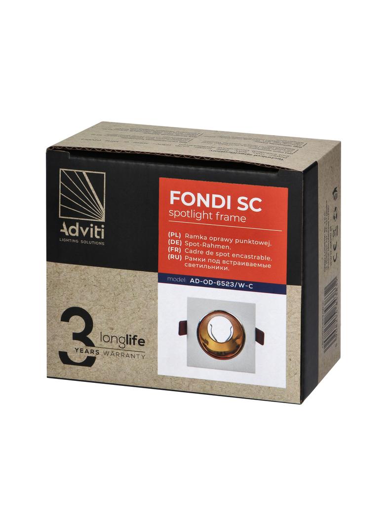 FONDI SC ramka dekoracyjna oprawy punktowej, MR16/GU10 max 50W, kwadrat, stała, aluminiowa, biało-zł AD-OD-6523/W-C ORNO