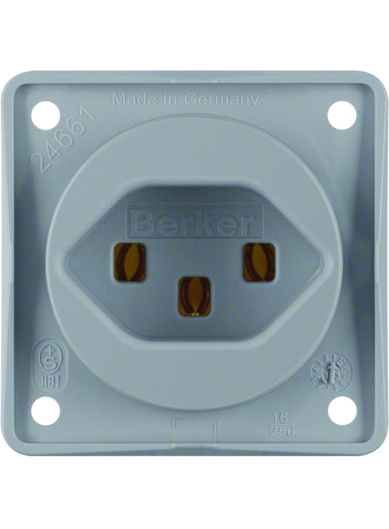 BERKER Integro Flow Gniazdo z uziemieniem Szwajcaria typ 23 szary 962592506 HAGER