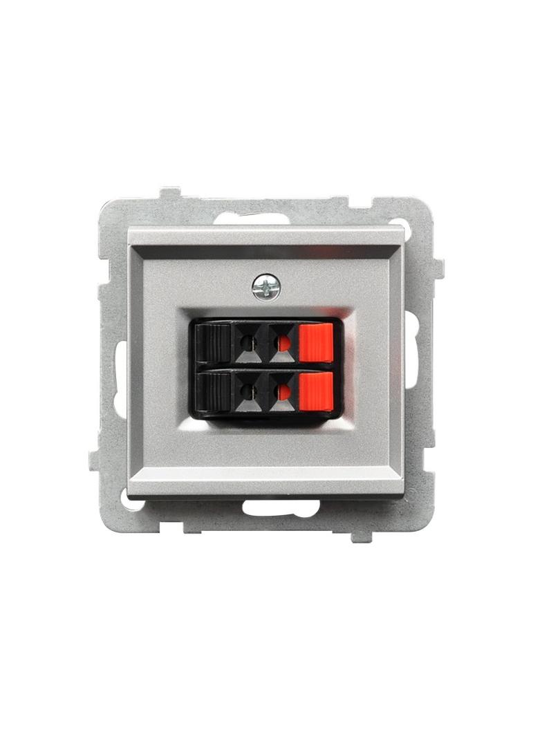 SONATA Gniazdo głośnikowe podwójne - kolor srebro mat