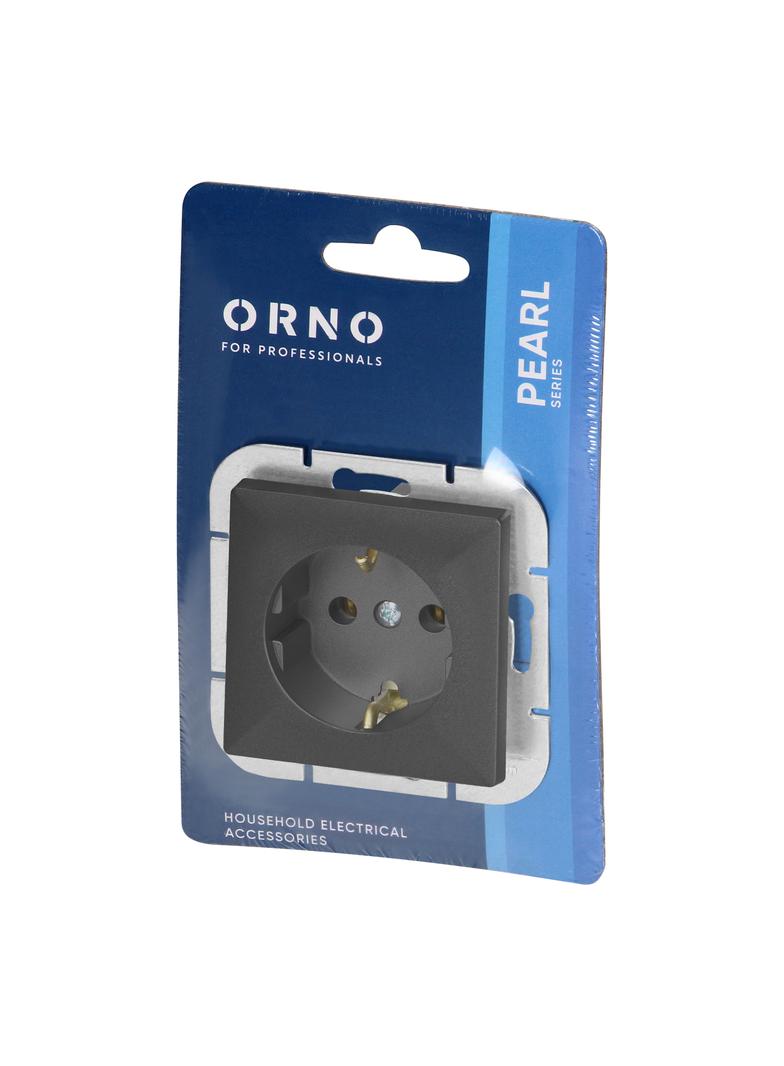 Gniazdo pojedyncze podtynkowe 2P+Z Schuko Pearl, 16A, 250V, PT-17P, czarny OR-OE-7705(GS)/B ORNO