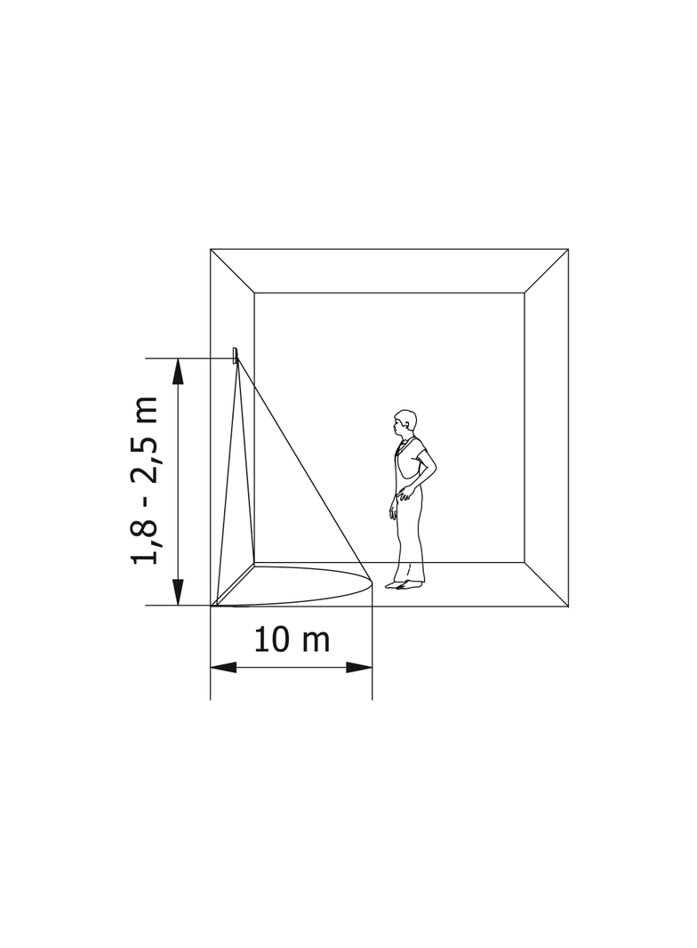 CZUJNIK MIKROFALOWY RUCHU CM-1, MAX 1200W, AC220-240V, 50/60HZ, KĄT DZIAŁANIA 180*, ZASIĘG 1-8M ± 1,