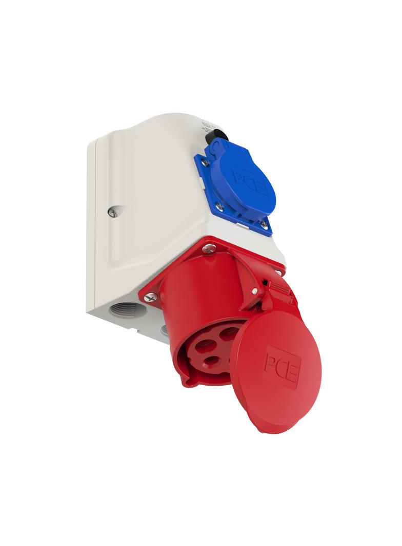 Gniazdo Kombi CEE z bolcem 32A 400V 3P+Z+N okablowane IP44