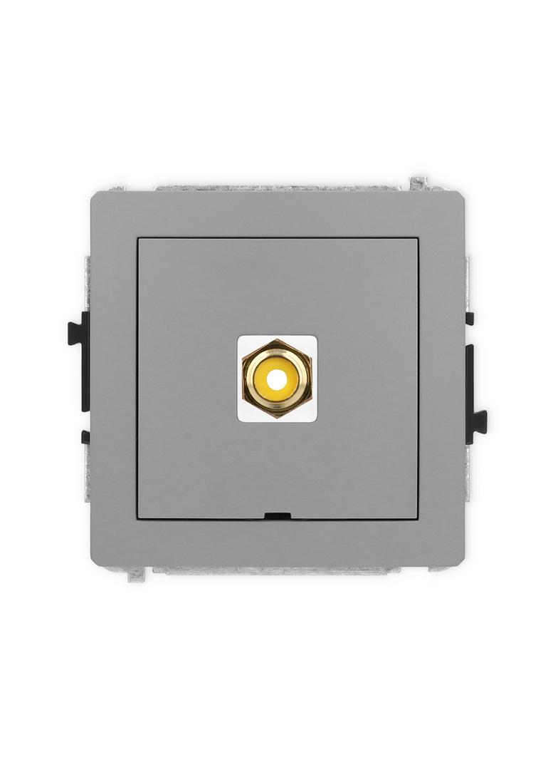 DECO Mechanizm gniazda pojedynczego RCA, bez pola opisowego (typu cinch - żółty, pozłacany) szary ma