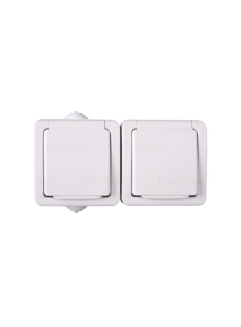 TEKNO 05-1254-102 bi Gniazdo zasilające francuskie podwójne z ochroną styków