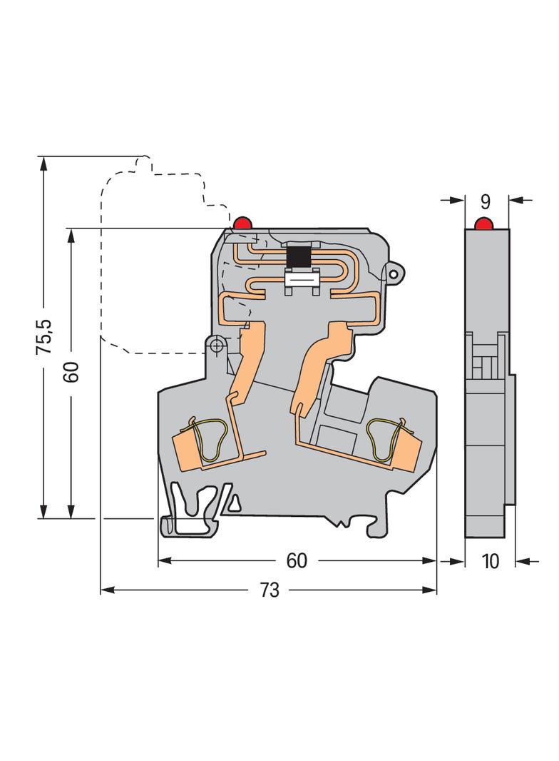 złączka bezpiecznikowa 10 mm2 szara
