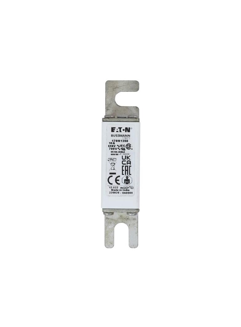10A 690V IEC gR 000/80 SQ.BODY IND. FUSE Wkładka szybka 10A AC 690V DIN 000 21x40x100 mm, 170M1358 E