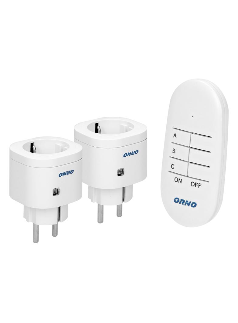 Zestaw bezprzewodowych mini gniazd sterowanych pilotem 2+1 wersja schuko OR-GB-439(GS) ORNO