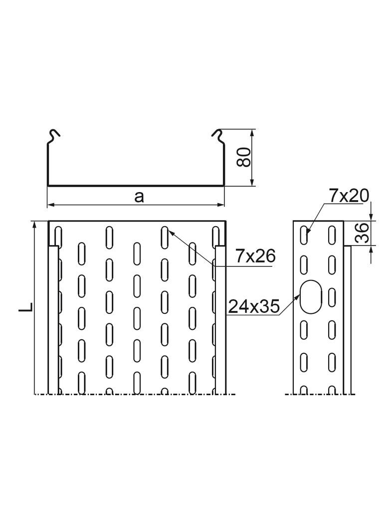 KOJ400H80/3 N Korytko 1,0 mm