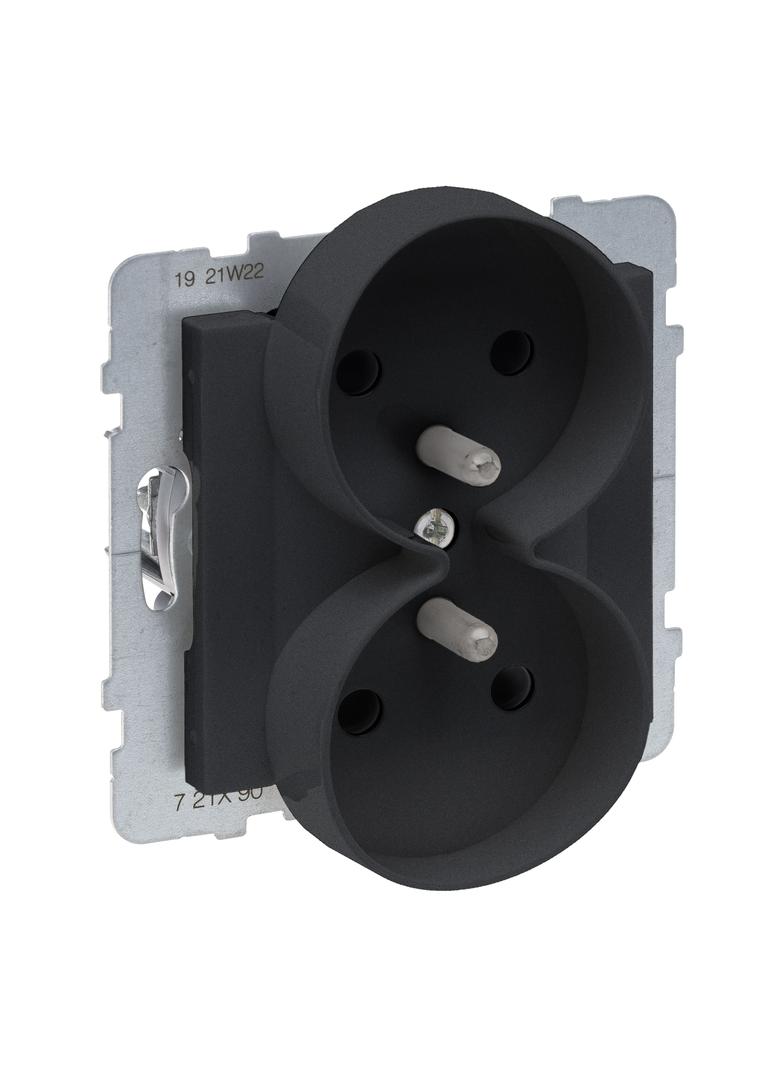 SUNO - Gniazdo 2X2P+Z z przesłoną - 16 A - 250 V~ - zaciski automatyczne - możliwość montażu w ramka