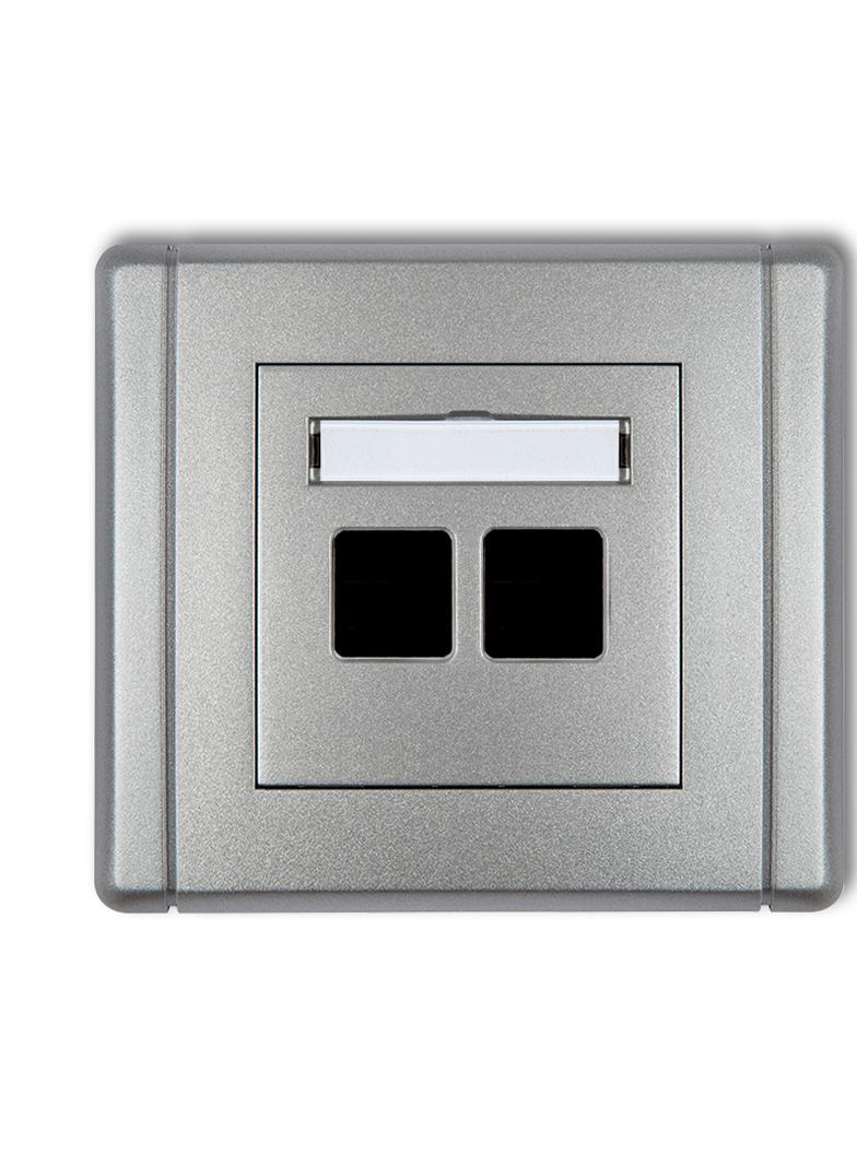 FLEXI Gniazdo multimedialne podwójne bez modułu (standard Keystone) srebrny metalik 7FGM-2P KARLIK