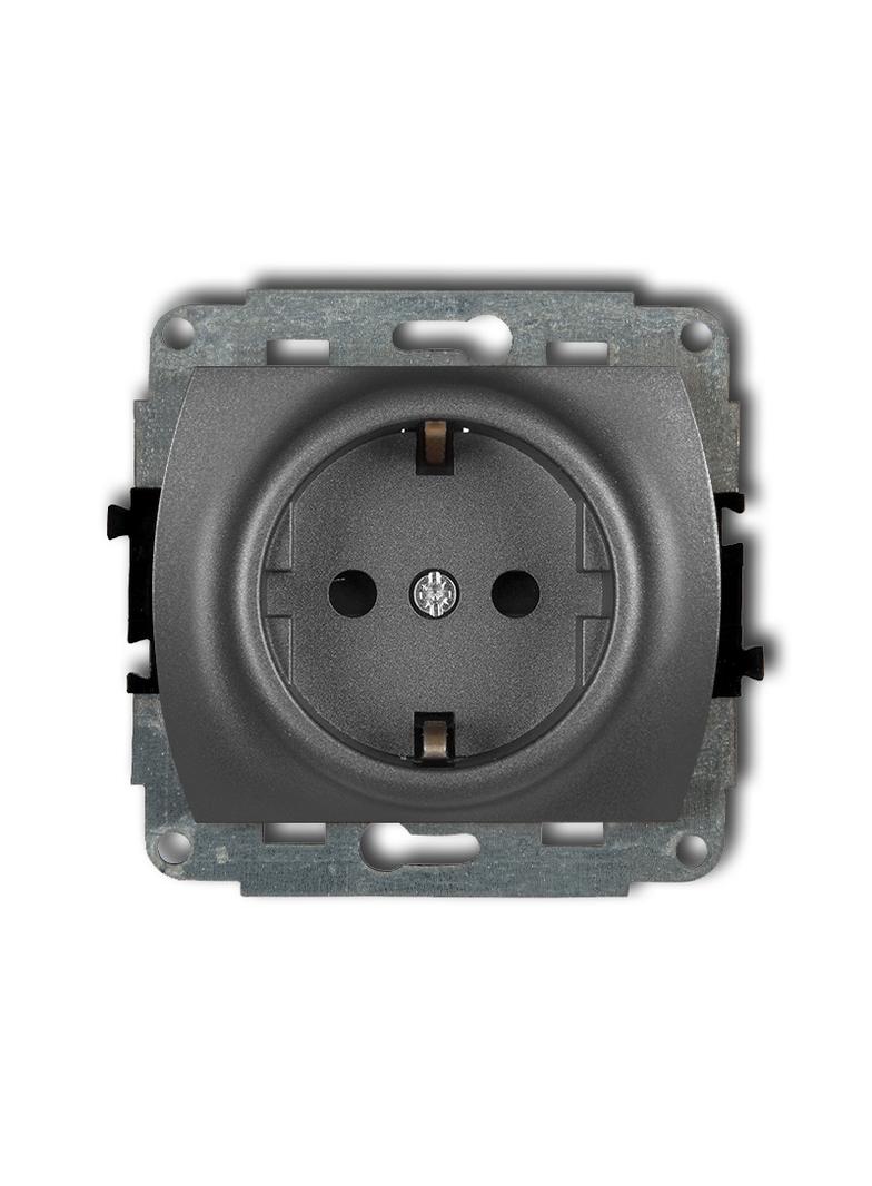 TREND Mechanizm gniazda pojedynczego z uziemieniem SCHUKO 2P+Z (przesłony torów prądowych) grafitowy