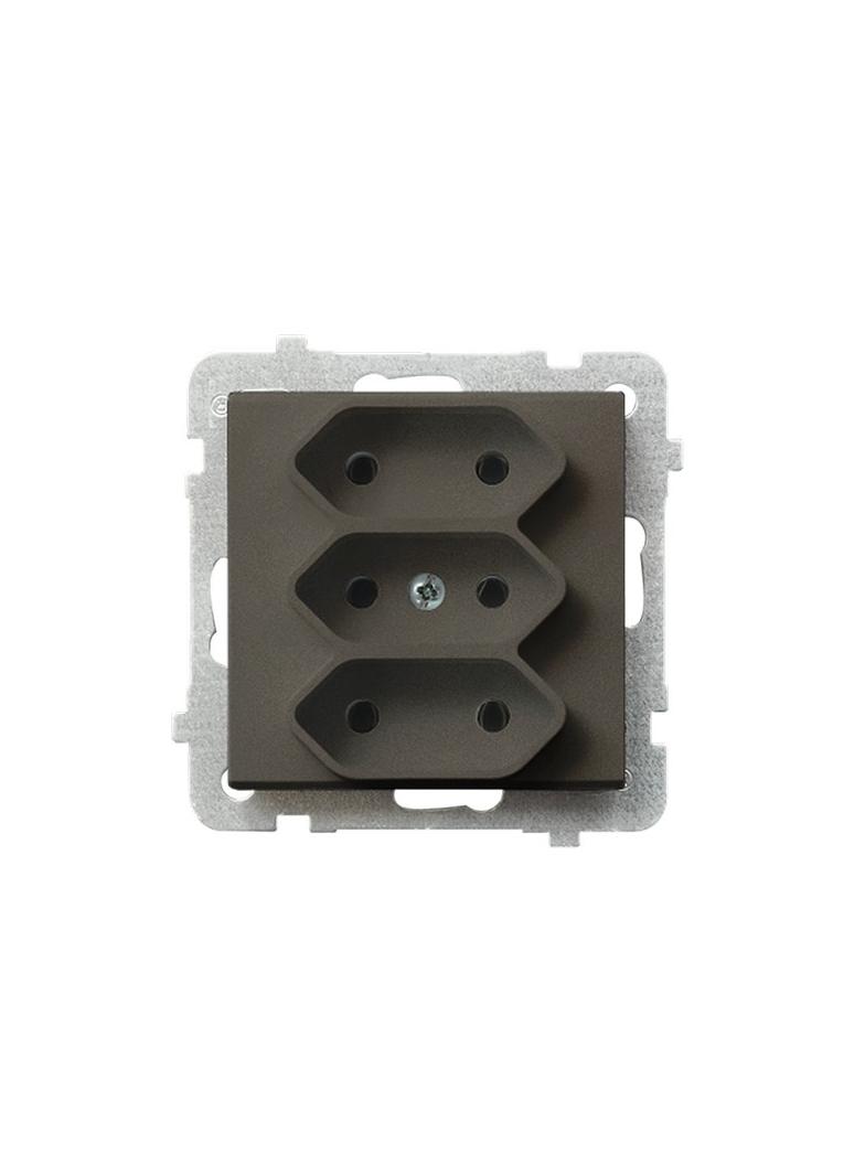 SONATA Gniazdo potrójne EURO - kolor czekoladowy metalik