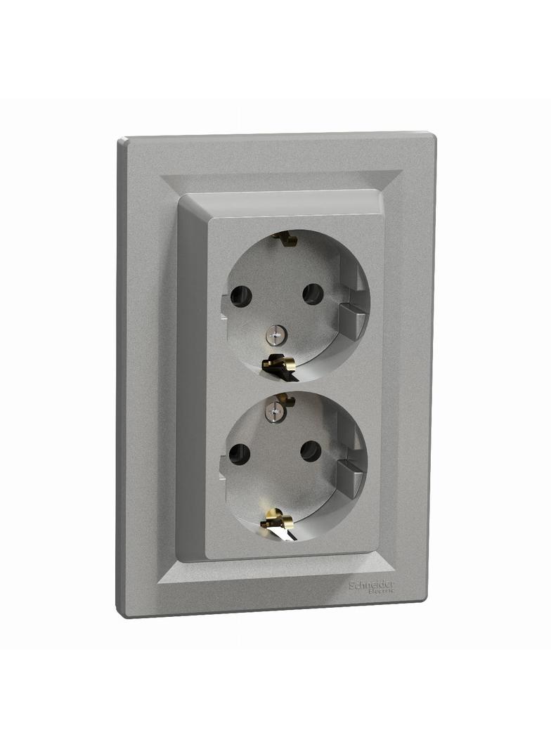 Asfora, gniazdo podwójne schuko, aluminium