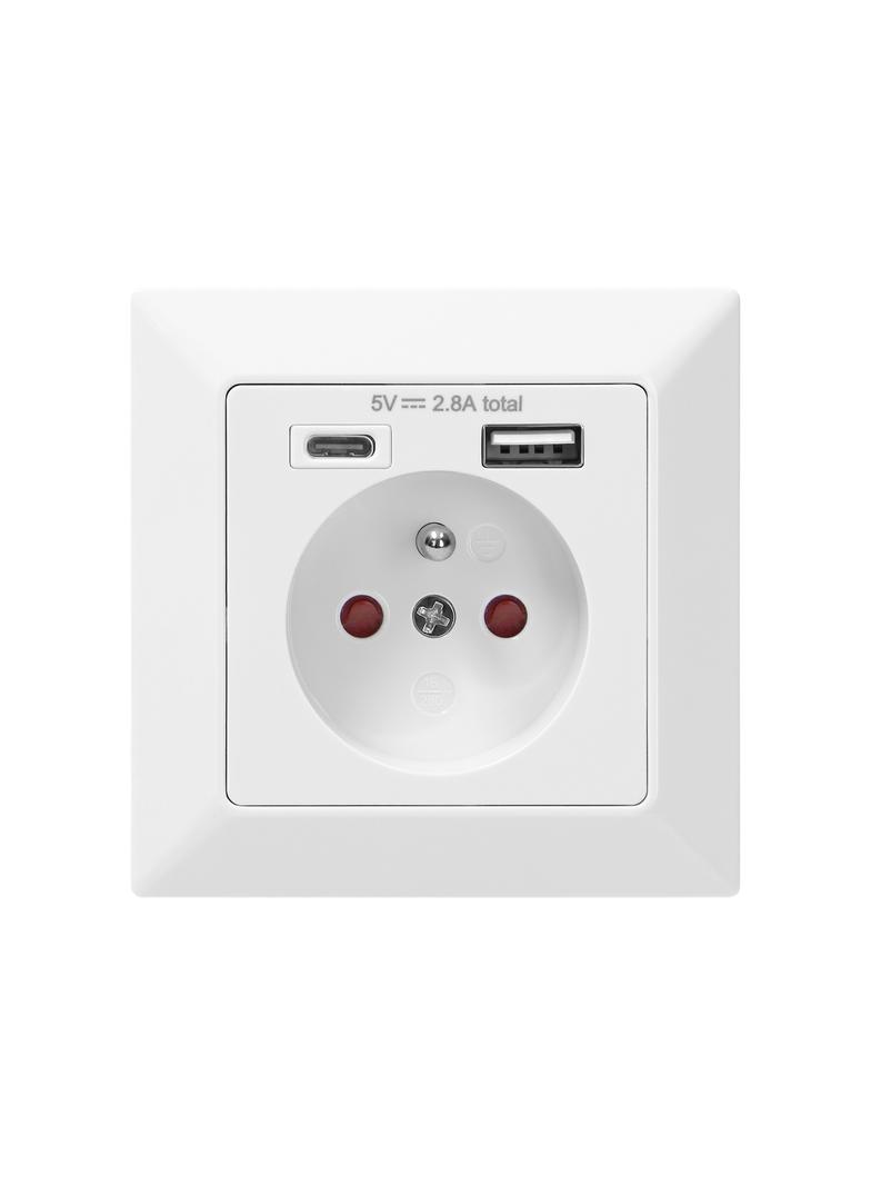 Gniazdo pojedyncze 2P+Z, USB-A + USB-C ,Wyjście 5VDC Max 2,8A OR-AE-13232 ORNO