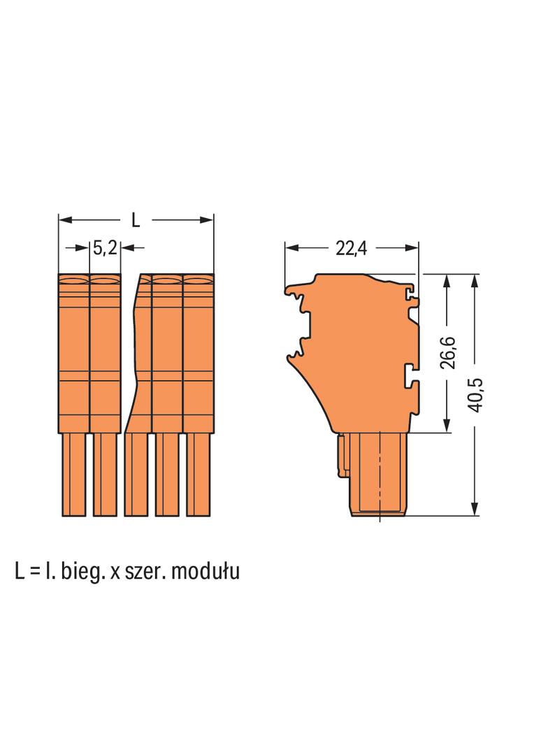 Złączka 1‑przewodowa 2,5mm2 pomarańczowa 2022‑102/000‑012 /200szt./ WAGO