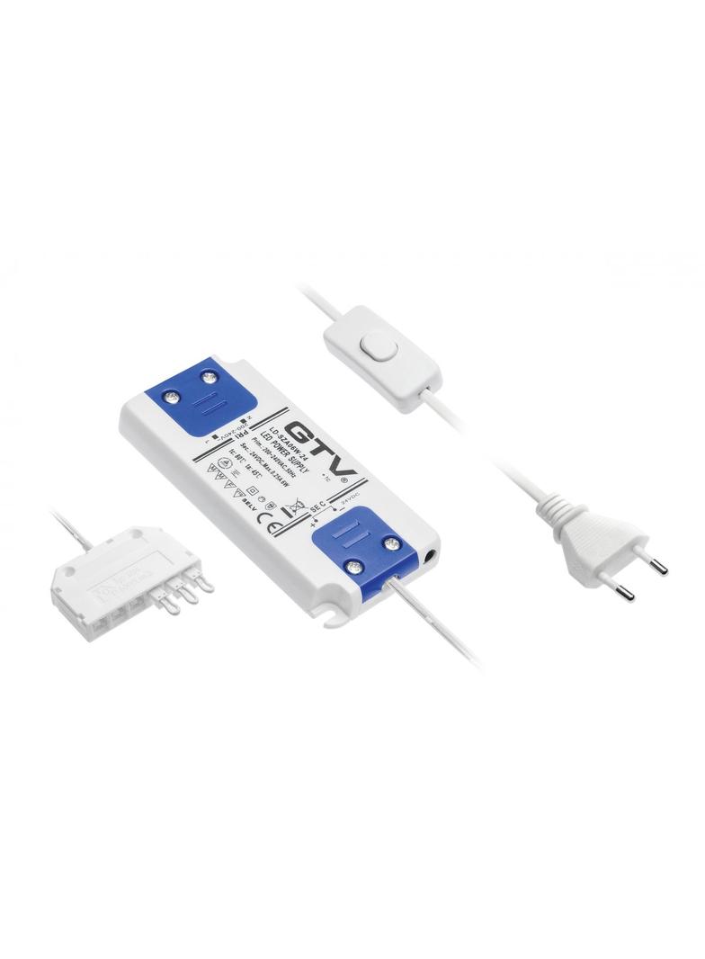 TRANSFORMATOR LED SLIM GRUBOŚĆ 10MM, 6W, DC24V, KABEL ZASILAJĄCY W WŁĄCZNIKIEM, WYJŚCIE KABEL ZE ZŁĄ