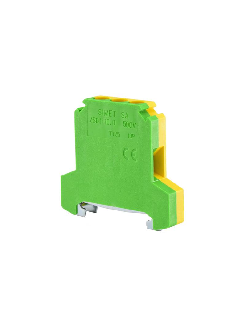 ZSO1-10.0 ,  Złączka szynowa gwintowa ochronna, 10,0 mm2, TS 35, żółto-zielony