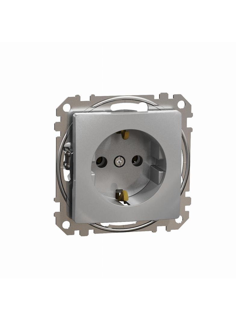 Sedna Design & Elements Gniazdo schuko srebrne aluminium SDD113025 Schneider