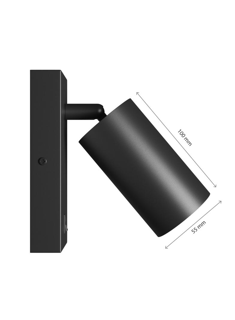 SQUALLA VARIOSA SWITCH GU10 KINKIET 230V IP20 55x100MM CZARNY OKRĄGŁA