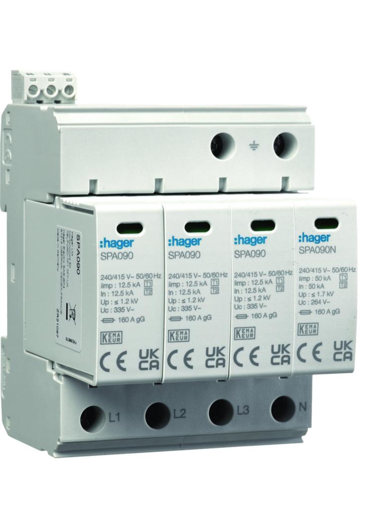 SPD Ogr. przepięć T1+T2 MOV 4P sieć TN-S/TT Iimp=50 kA In=50kA Up?1,2kV styk