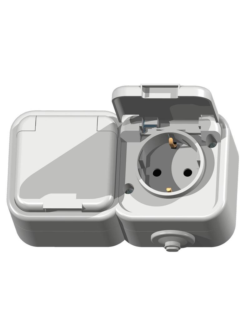 DELFINA Gniazdo podwójne z uziemieniem schuko wieczko w kolorze wyrobu - kolor biały