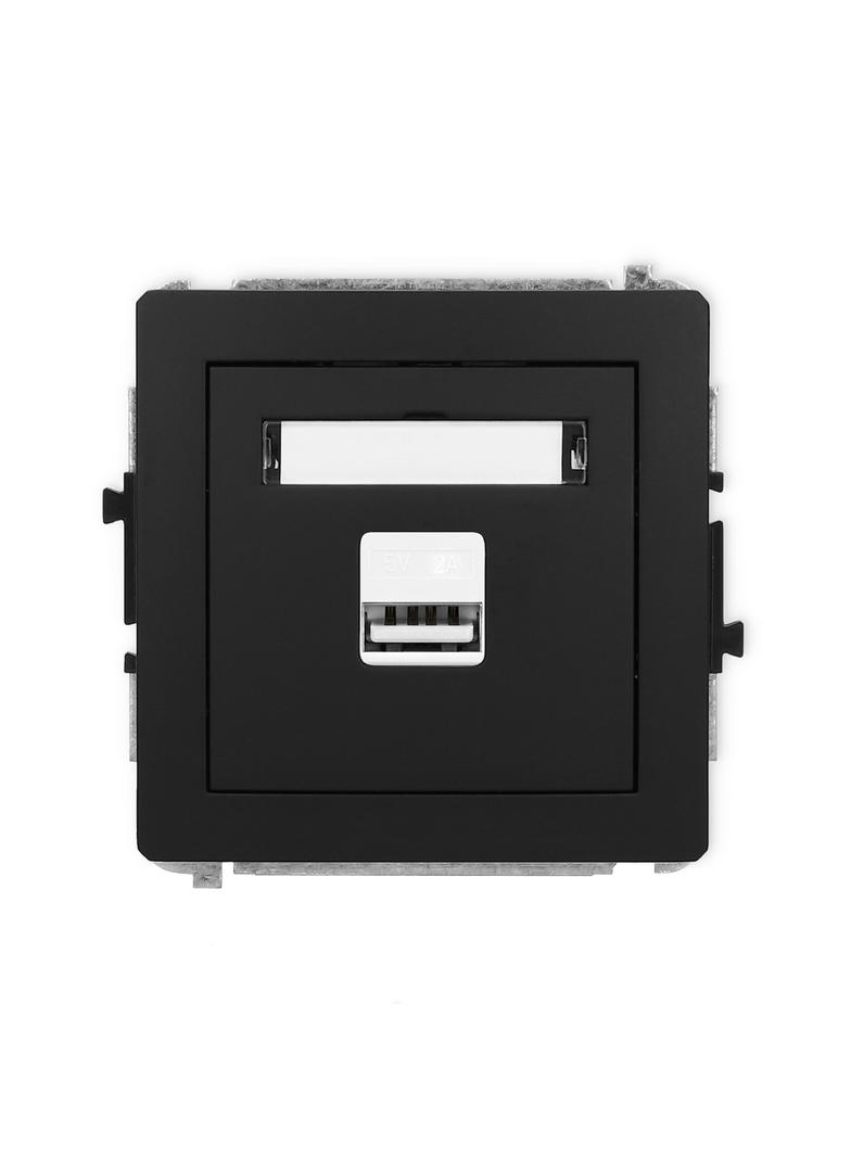 DECO Mechanizm ładowarki USB pojedynczej USB A, 10W max., 5V, 2A czarny mat
