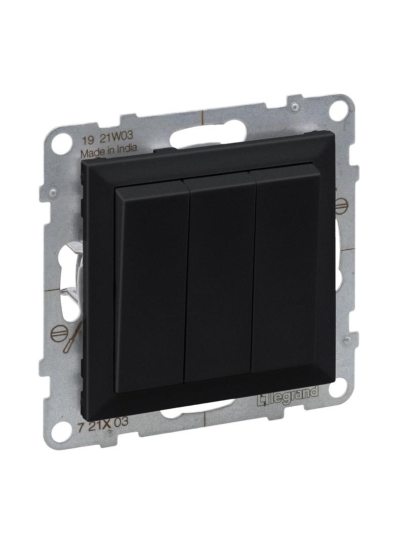Suno Łącznik Potrójny - 20 Ax - 250V - Zaciski Śrubowe Czarny 721403 LEGRAND