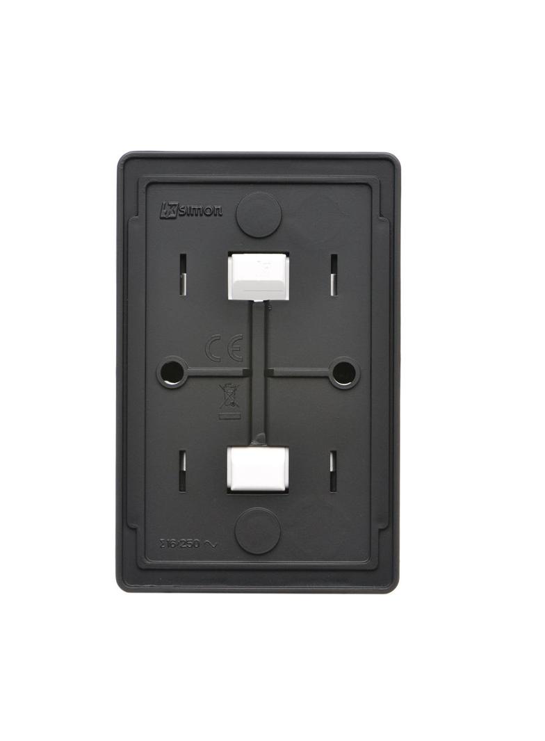 Simon 54 Gniazdo podwójne Schuko natynkowe z przesłonami torów prądowych wersja skandynawska 16A 250V szybkozłączka czarny EGSZ2SNZ/49 KONTAKT