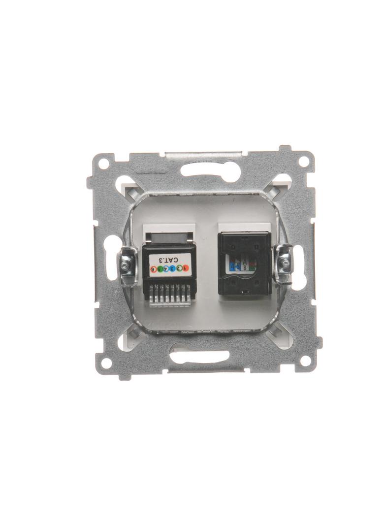 Simon 54 Gniazdo komputerowe RJ45 kategoria 5e + telefoniczne RJ12 biały D5T.01/11 KONTAKT