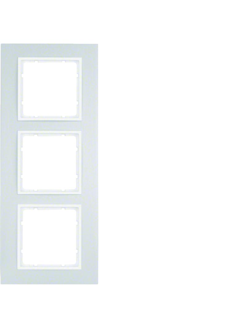 BERKER B.7 Ramka potrójna aluminium/biała mat 10136914 HAGER