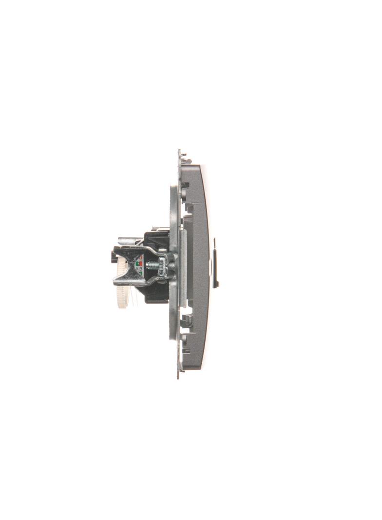 Simon Basic Gniazdo komputerowe RJ45 kategoria 6 pojedyncze z przesłoną przeciwkurzową . Montaż na łapki lub wkręty stal inox BM61.01/21 KONTAKT