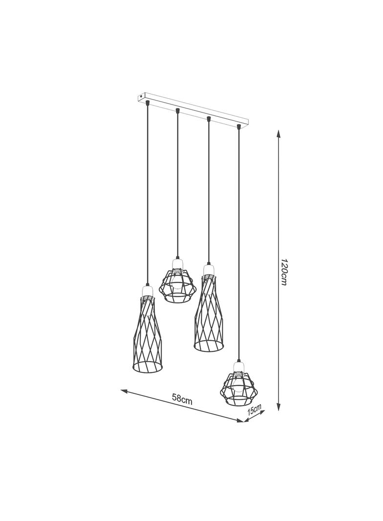 Sollux Lampa wisząca SUBA 4L czarna SL.1167