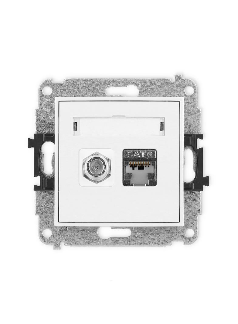 ICON Mechanizm gniazda antenowego poj. typu F (SAT) + gniazda komp. poj. 1xRJ45, kat. 6 ekranowany,