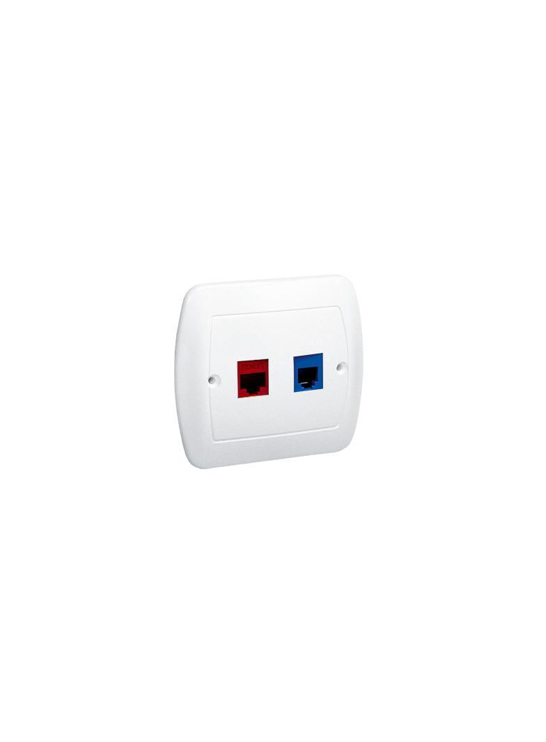Simon Akord Gniazdo telefoniczne RJ12 + komputerowe RJ45 kategoria 5 dla RJ45. Montaż do puszki na wkręty biały A5T/11 KONTAKT
