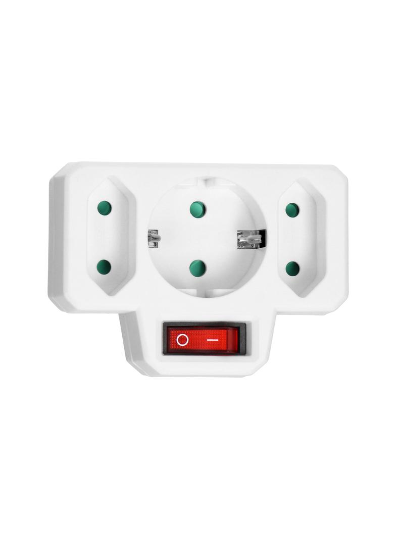 Rozgałęźnik 1x2P+Z (Schuko), 2x2P/II z włącznikiem, biały OR-AE-13191(GS) ORNO
